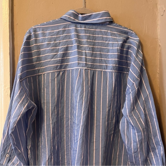 🏷️ 🆕 abercrombie & fitch • pink & blue striped button-down shirt with collar - Picture 14 of 16